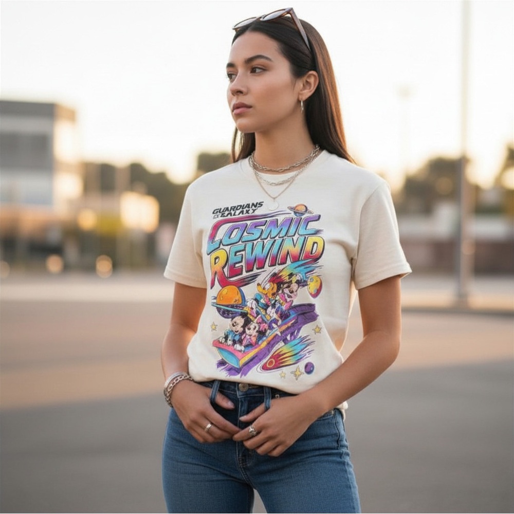 Walt Disney World Guardians of the Galaxy Cosmic Rewind T-shirt Ivory Large NEW! - Picture 2 of 6